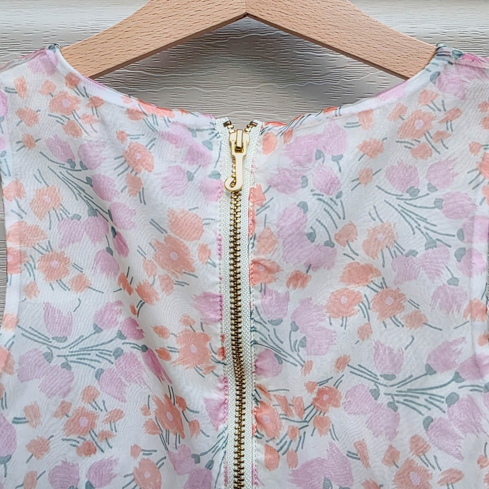 Juicy Couture Girls 6/7 Peach Pink Floral Dress Tulle Overlay Whimsical Party - Picture 6 of 10